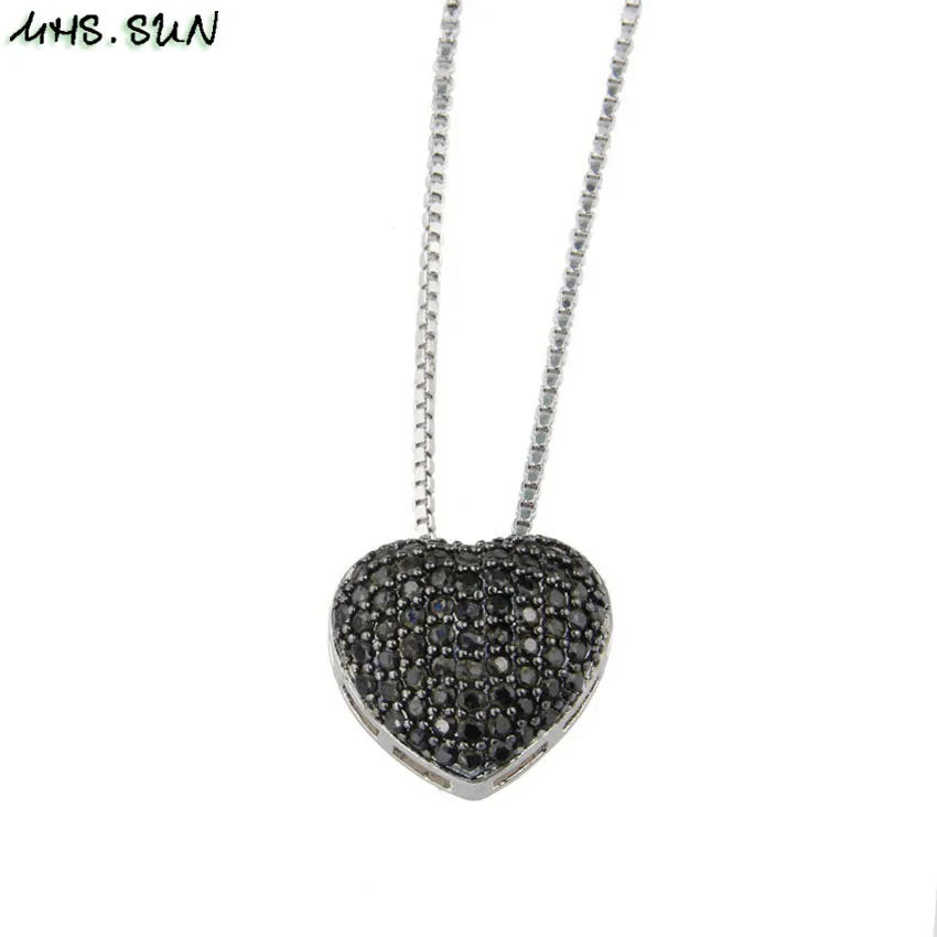 MHS.SUN Luxury Love Heart Zircon Necklace Earrings For Women Valentine's Day Gift Charm AAA CZ Jewelry Chain Necklace Dropship 