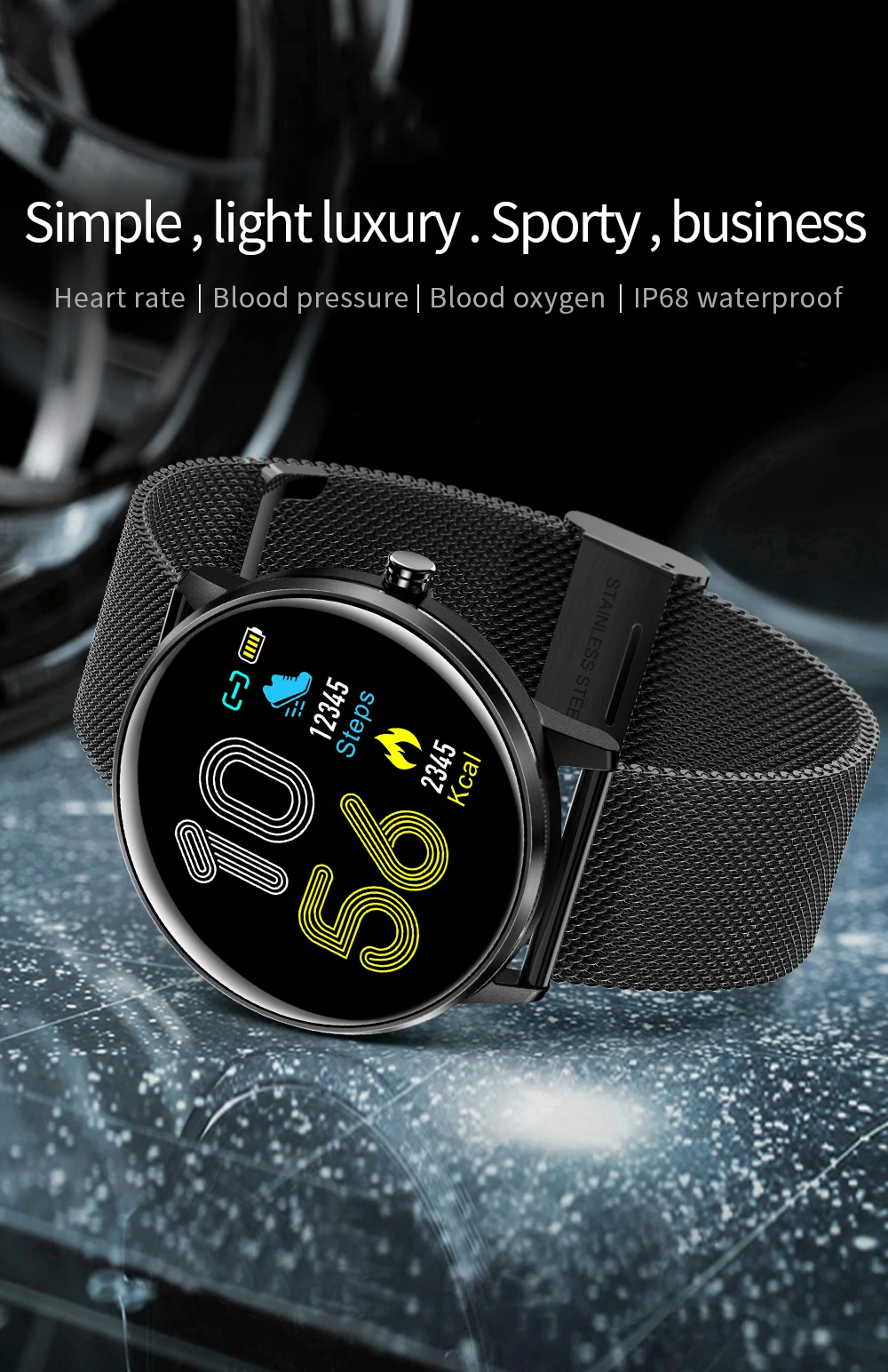 Модные часы Smart watch крови Давление Heart Rate Monitor часы IP68 Водонепроницаемый браслет шагомер зимний трикотажный спортивный комплект футбольной формы, умные часы