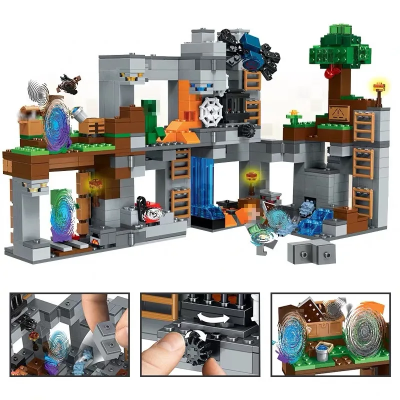 

New 721pcs My World Bedrock Adventures Building Blocks Compatible LegoINGlys Minecting 21147 Figures Toys For Children