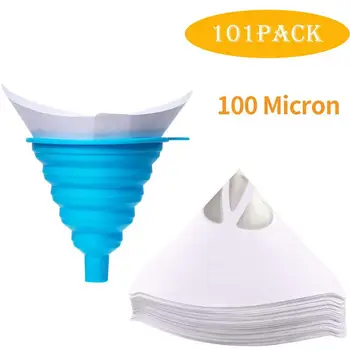 

GloryStar 101pcs Strainer Cone Silicone Funnel Filter Tip Disposable Cone Shaped Fine Nylon Mesh Funnel