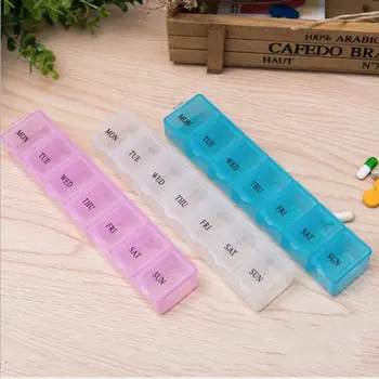 

7 days weekly Drugs Sorter Container Tablet Drugs Storage Box Medicine Holder Container Organizer Pillbox Sorter 14 Slots