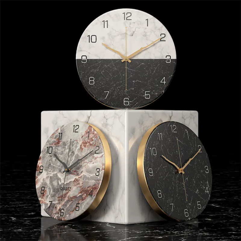 Железные настенные часы с мраморным узором в скандинавском стиле, креативные модные настенные часы для гостиной, украшения дома, спальни, ретро, бесшумные кварцевые часы