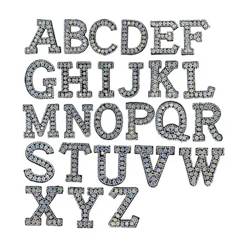 

26Pcs A-Z Letter Beaded Rhinestone Alphabet Applique 3D Sew Iron-On DIY Patches