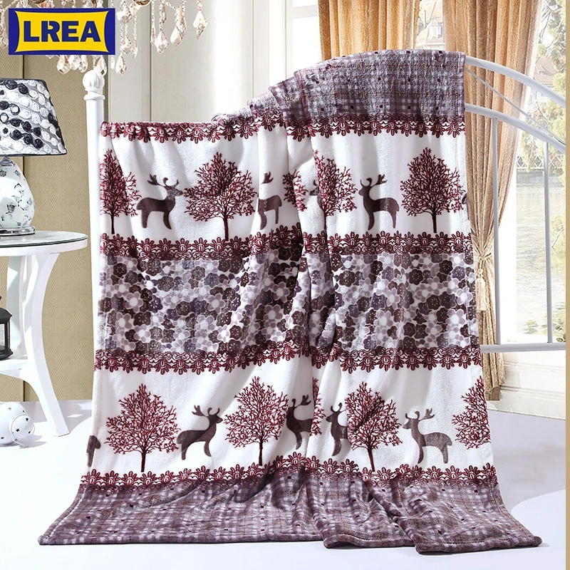 

LREA High quality плед Forest fawn printing coral fleece blanket throwing winter bed sheets comfotable and soft