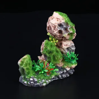 

1pc Ornament Creative Artificial Resin Beautiful Hill Moss Mountain Decor Landscape Ornament for Fish Tank