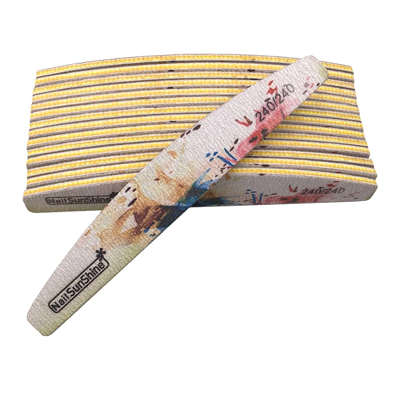 

50pcs/lot 240/240 Grit Files Thick Sandpaper Nail Buffer Emery Board Buffering Files Colorful Washable Manicure Nail Supplier