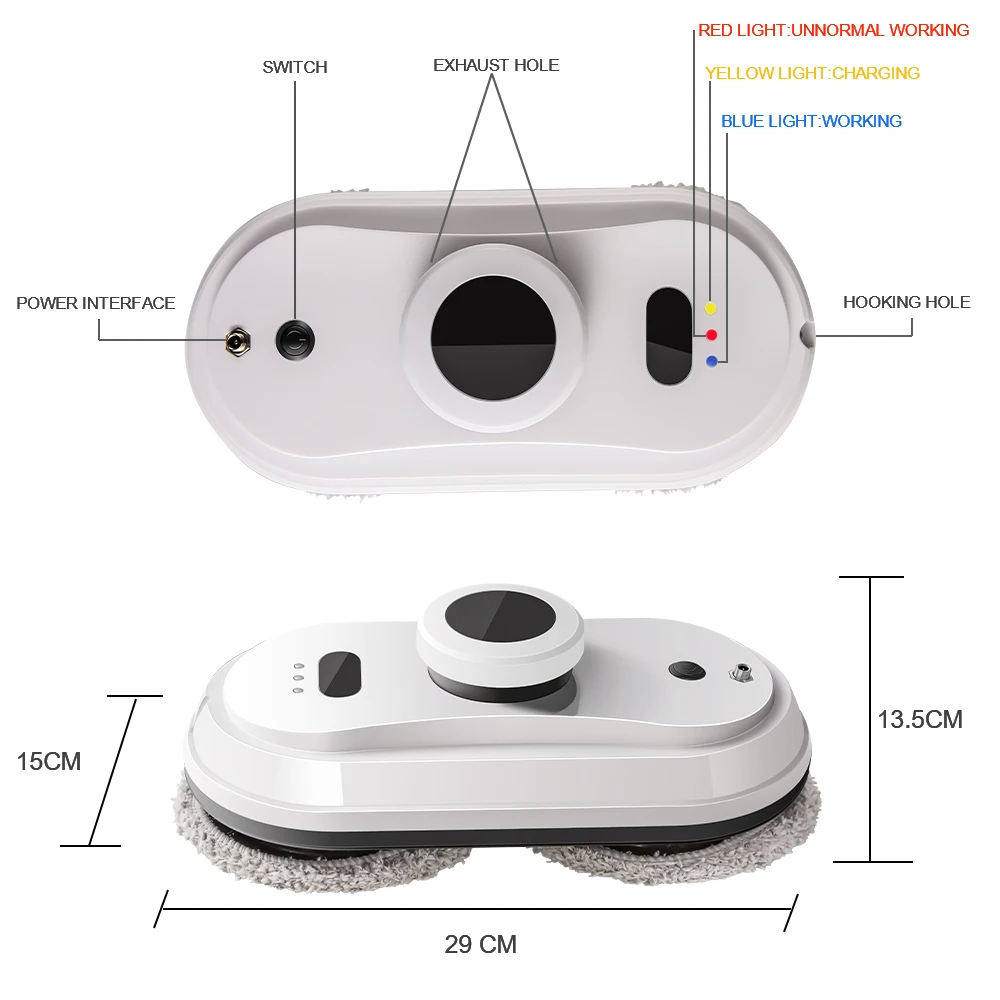 Робот пылесос для окон Fodesbot с сильным всасывающим окном анти падающим робот