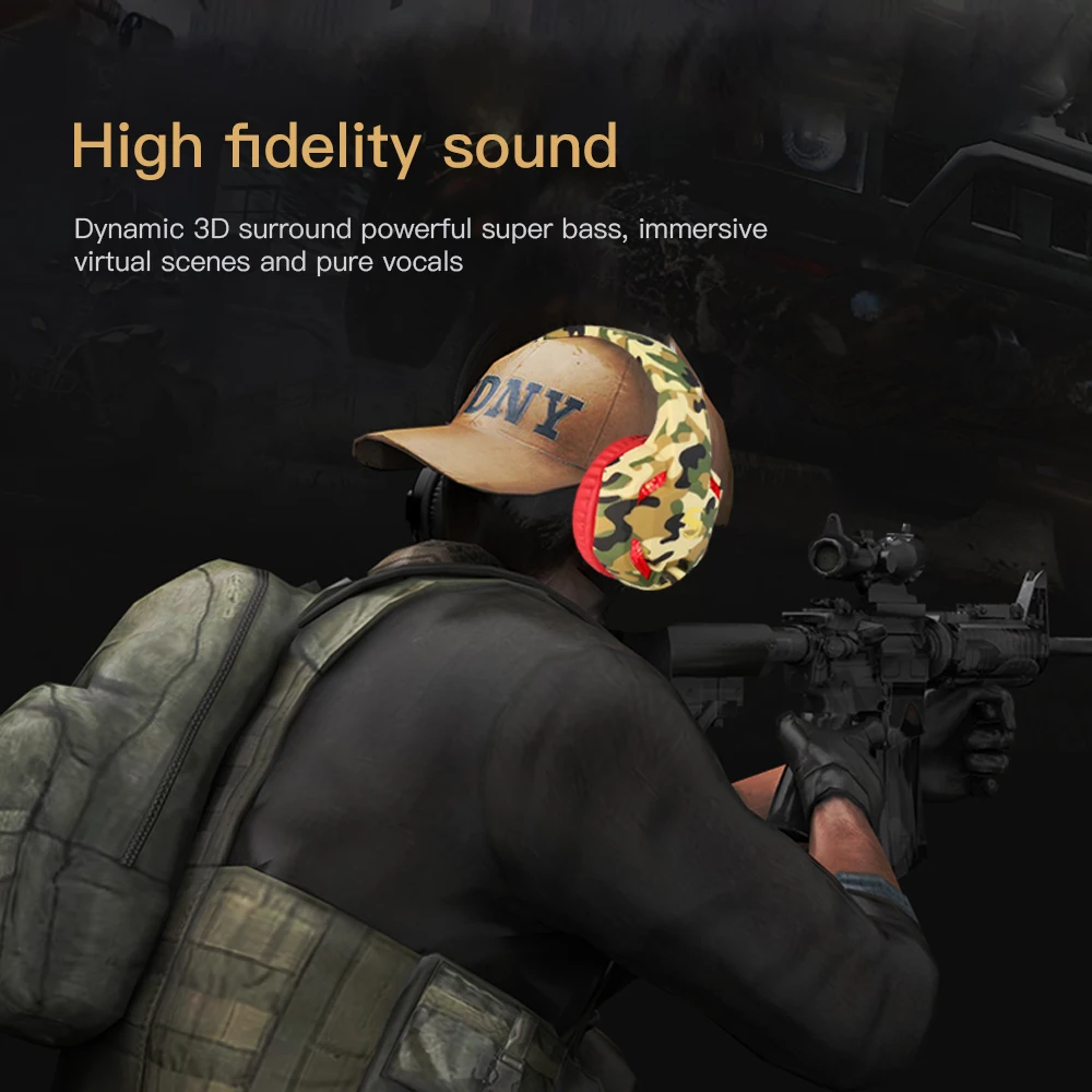 NEW Camouflage wired Gaming headphones for computer with microphone Eat chick headset bass 9D stereo