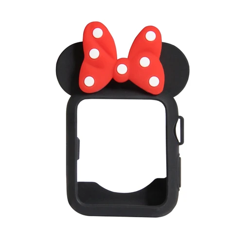 black red Силиконовый ремешок для Apple Watch band 38 42 40 44 мм Iwatch Series4 3 2 1 Женский Мягкий ТПУ чехол Микки защитный чехол - Цвет: black red