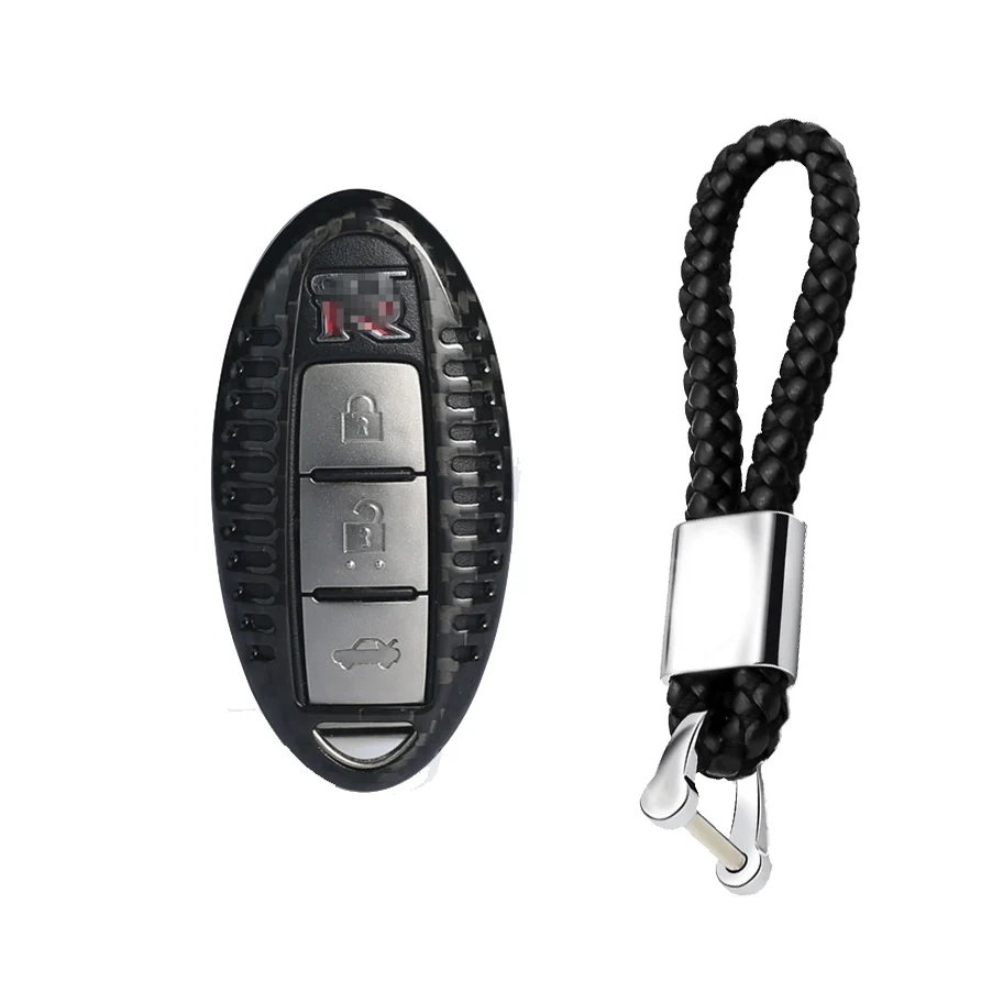 Углеродное волокно ключ чехол для Nissan для Infiniti GTR EX FX G25 G37 FX35 EX25 EX35 FX37 EX37 Q60 QX50 QX70 3 4 смарт-кнопка - Название цвета: Black combination