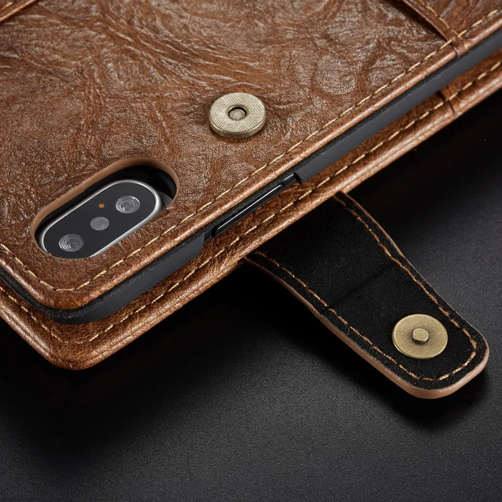 Роскошный шероховатый кожаный чехол-кошелек для iphone XS MAX XR 6 6s 7 8 Plus, чехол с кнопкой, раскладушка, откидная крышка для iphone X