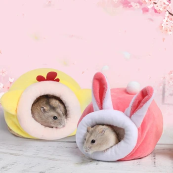 

2PCS Pink Pet Cage for Hamster Accessories Pet Bed Mouse Cotton House Small Animal Nest Winter Warm