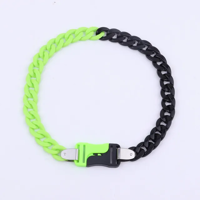 FishSheep Rock Punk Acrylic Chain Buckle Pendant Necklace For Men Women Statement Choker Collar Necklaces New Fashion Jewelry Dark gold