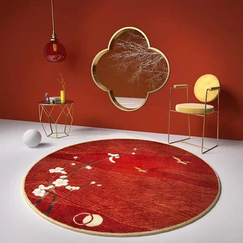 

New Chinese retro style round shaped geometric area rug carpet, big size post modern home decoration coffee table carpet