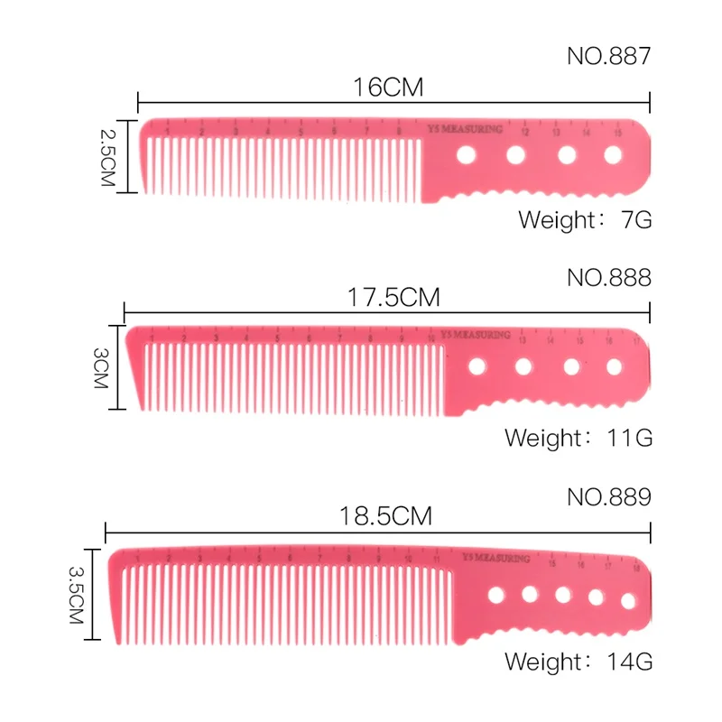 1 шт., измерительная Расческа для стрижки, расческа со шкалой, профессиональная салонная укладка, расческа, высокое качество, расческа для волос, розовый цвет