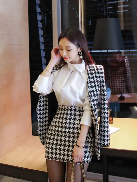 New 2020 Spring Women Houndstooth Two 
