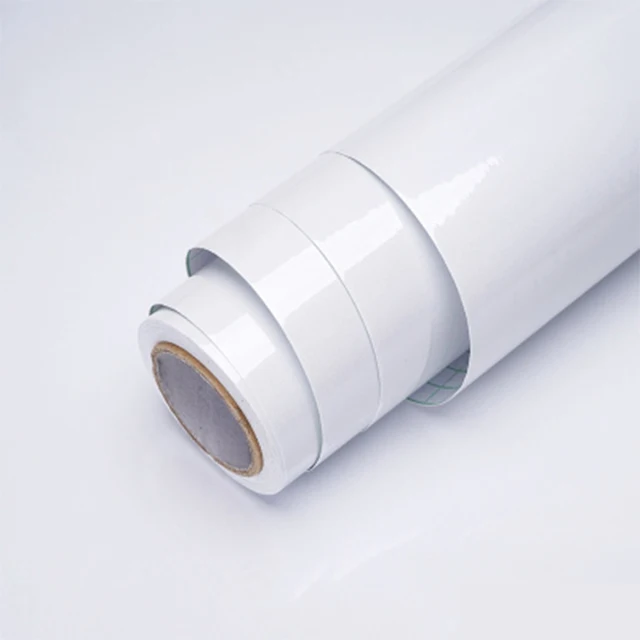 Shiny White Velike водостойкая самоклеящаяся бумага, покрытие для шкафа, пленка, контактная бумага, Мраморная деревянная мебель, наклейки для украшения кухни - Цвет: Shiny White