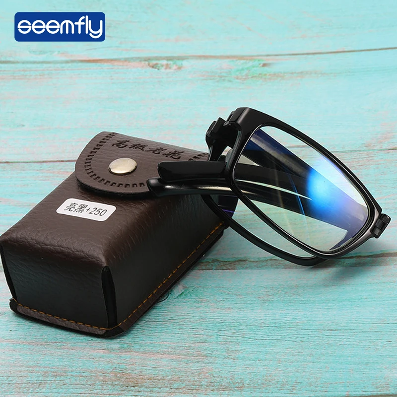 Seemfly Exquisite anti-blue folding reading glasses explosion models portable compact anti-fatigue mobile phone glasses glasses