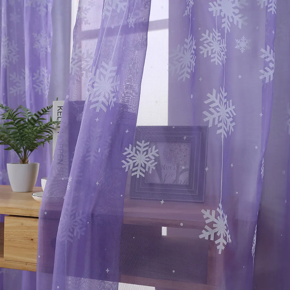 Рождественская занавеска С Санта-Клаусом и снежинками, 1 шт., кружевные занавески для окон, 80x200 см, занавески для гостиной, вуаль, драпировка, балдахин, d91014