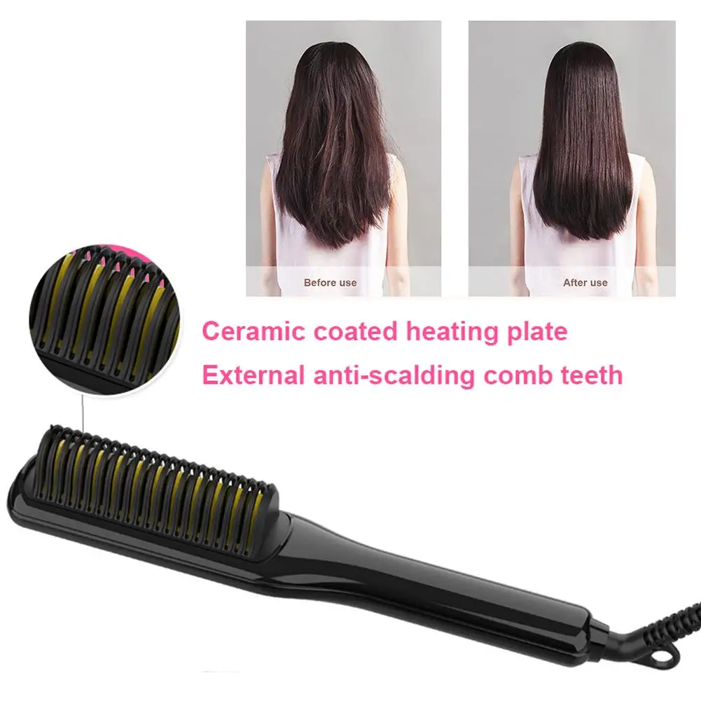 Electric Men Quick Beard Comb LED Display Portable Women Hair Straightening Brush Wet And Dry Hair Tools
