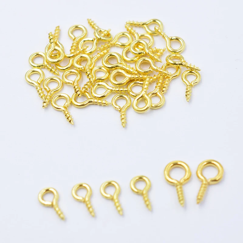 200pcs Mixed 6 Colors 4*8mm Small Tiny Mini Eye Pins Eyepins Hooks Eyelets Screw Threaded Clasps Hooks BeadsFor Jewelry Making