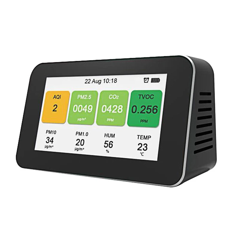 

PM2.5 Digital CO2 Meter Air Monitor Portable Handheld Carbon Dioxide Detector HCHO TVOC Temperature Sensor Air Quality Analyzer