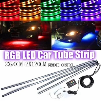 

4pcs Car RGB LED Strip Light LED Strip Lights Colors Car Styling Decorative Atmosphere Lamps Car Interior Light with Remote 12V