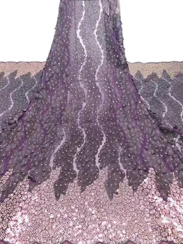

Best Selling African French Tulle Lace Fabric With Sequins 2020 New Design for Party Dresses