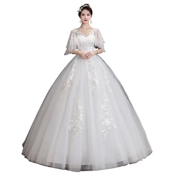 

White Wedding Dress 2020 New Summer Bride Covering Pregnant Belly Large Size Temperament Simple Light Small Wedding Dress Woman