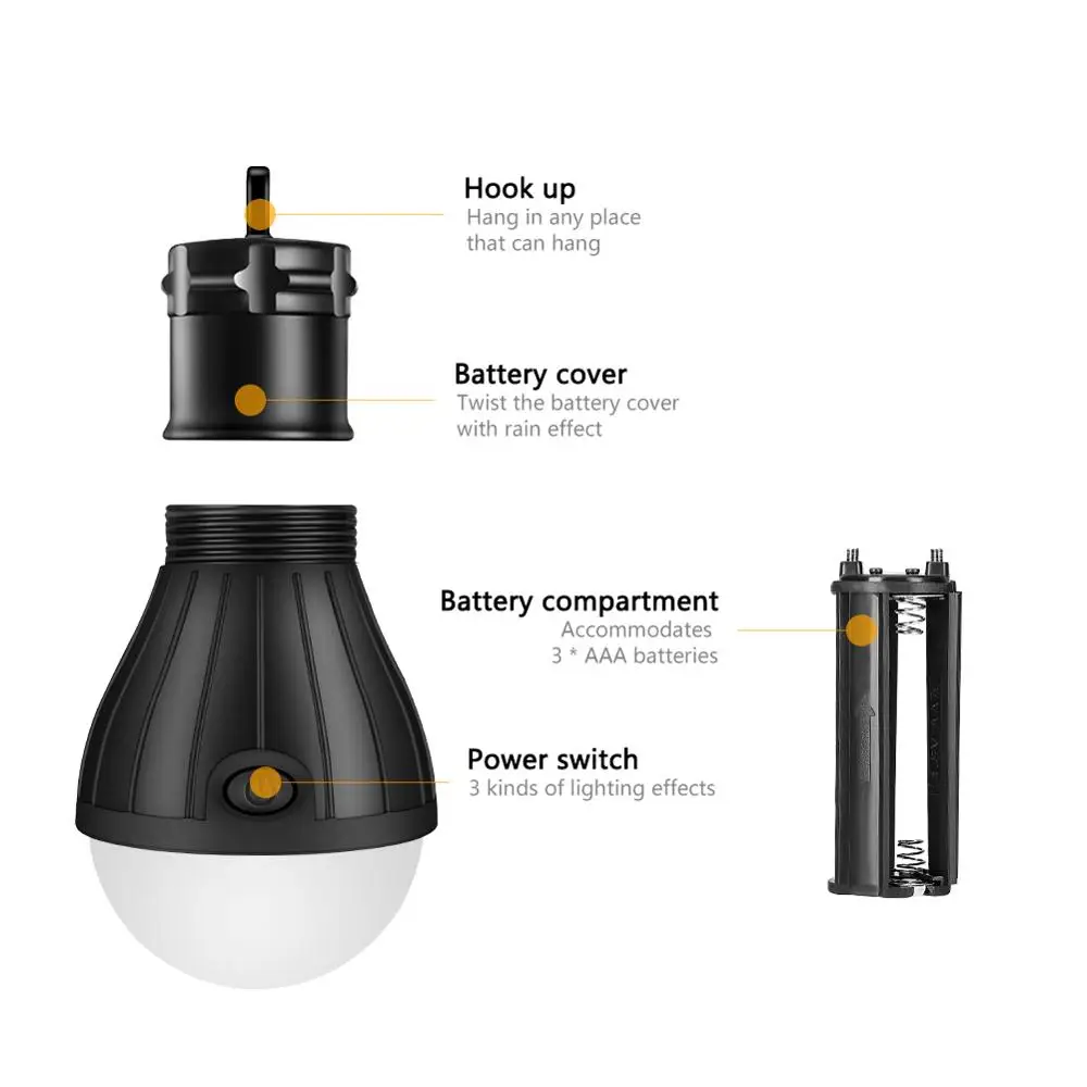 Emergency camping tent lamp Soft white light LED bulb lamp Portable Energy saving Outdoor Hiking camping lantern for camping light mini led night light luggage lock solar powered lamp camping string lights inspection lamp lantern hanger lantern holder