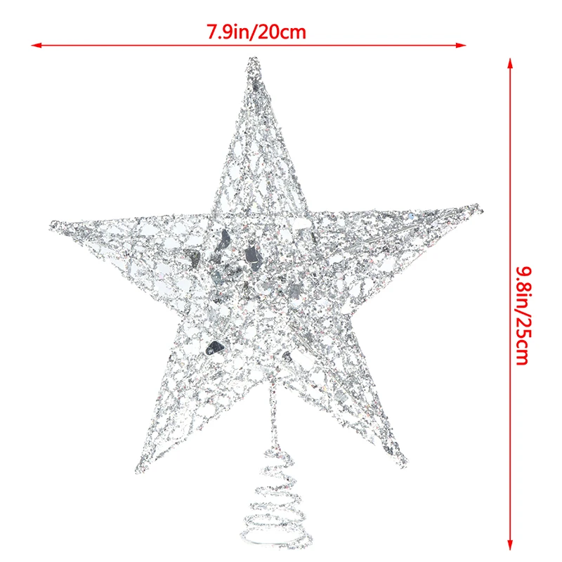 

Silver Gold Red Star Tree Topper Cute Shimmery Star Christmas Tree Top Christmas Tree Decor 5 Point Star Treetop Decor 20cm