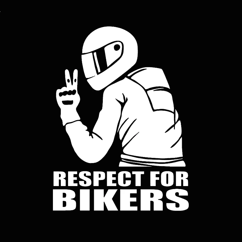 

White 14x19cm Respect for Bikers car sticker funny car high viscosity sticker shape polyethylene applique 3D black laser For BMW
