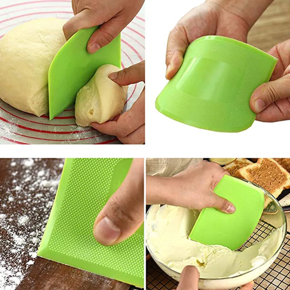 2 Pcs Dough Scraper Bowl Scraper Kitchen Supplies Baking Tools Cutter Multi-Purpose Tools For Bread Dough, dough scraper, dough cutter