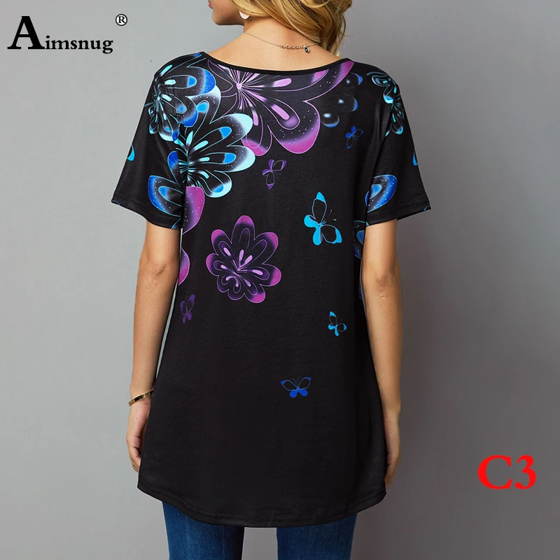 Плюс размер 4xl 5xl Женские Модные топы с принтом круглый вырез короткий рукав Футболка в стиле бохо рубашки Новая Летняя женская повседневная свободная футболка