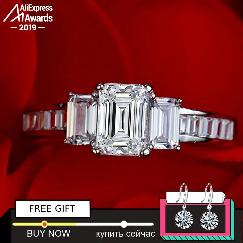 

5*7mm S925 Fine Jewelry sterling silver ring Lab-created diamond Carat 4Cs wedding proposal dream
