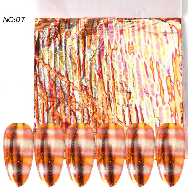 Бронзовые золотые наклейки для нейл-арта, металлическая фольга для ногтей, голографический слайдер, полное покрытие для ногтей, переводная бумага для маникюра, ногтей CH1546 - Цвет: 07