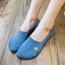 Хлопковые желтые носки с сердечками; Забавные милые женские носки-лодочки; Kawaii Happy Japanese; дышащие носки; уличная одежда; Модные Повседневные носки; Calcetines