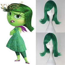 YYsoo Inside Out отвращение Косплей парики короткие волнистые зеленый парик вечерние косплей костюм на Хэллоуин полный машина синтетический парик с челкой