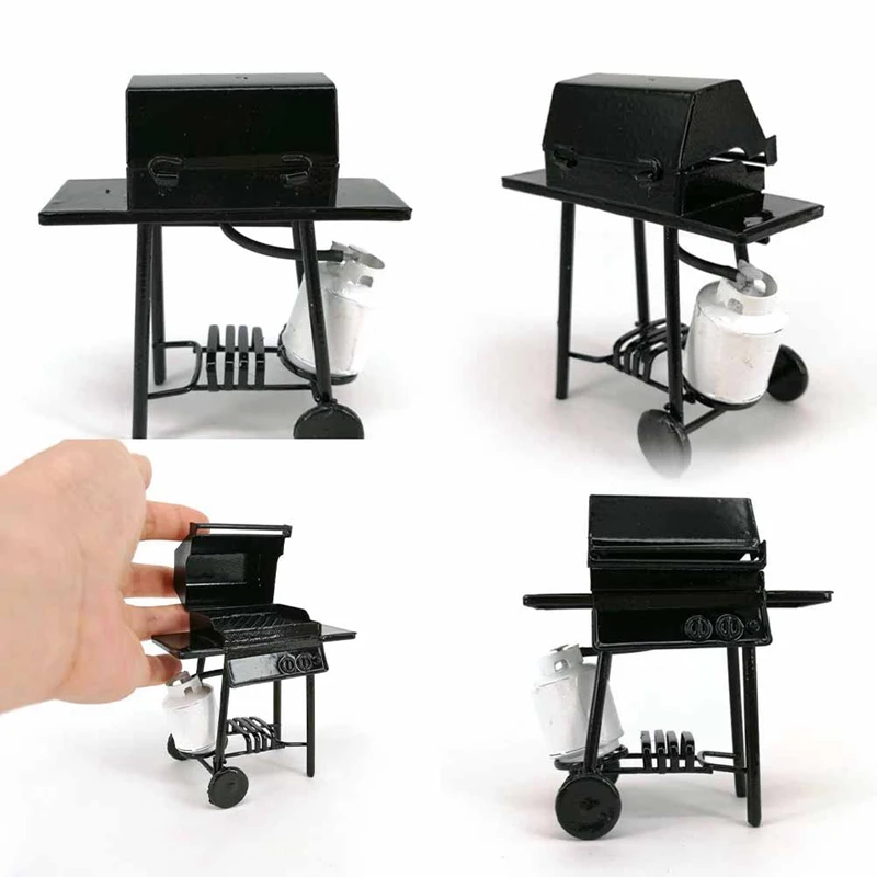 

1/12 Mini Mobile Food Model Pretty BBQ Grill For Dollhouse Garden Miniature Kitchen Gadget For Dollhouse
