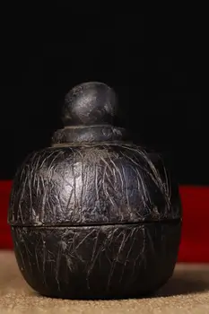 

wedding decoration Tibetan Monastery Collection Old incense ash relics box inside Bronze statue