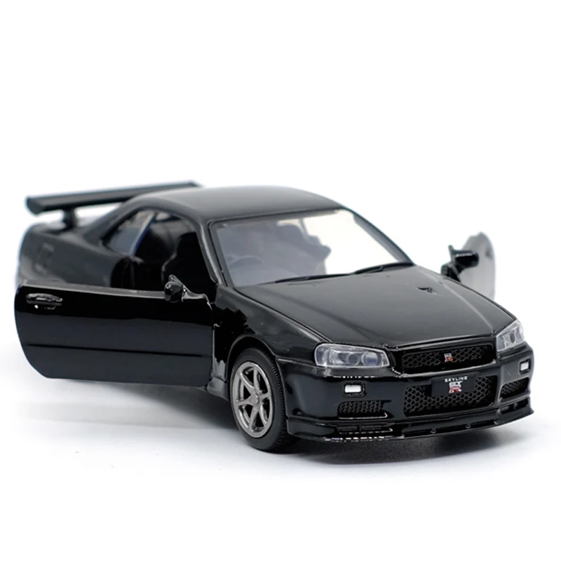 JK 1:36 Skyline GTR R34 спортивный автомобиль литая под давлением модель автомобиля игрушка с оттягиванием для детей подарки коллекция игрушек