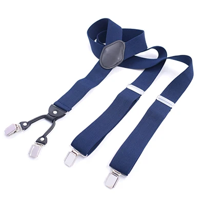 New Solid Navy Black Suspenders Male for Pants Wide 3.5*135cm Braces Unisex Classic Strap Bretels Men Braces for Trousers Street - Цвет: Blue