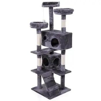

Cat Tree House Protecting Furniture Pet House Multi-Level With Hanging Ball Animal Funny Sisal-Covered Scratching Posts PT0187