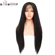 S-noilite 12," x 3" свободная часть фронта шнурка парик длинный прямой натуральный черный передний парик шнурка синтетические волосы парик для белых женщин