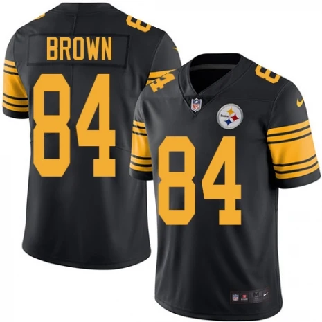 Men Для женщин все сшитые Питтсбург Качество Steelers Antonio коричневый черный Джерси - Цвет: Men