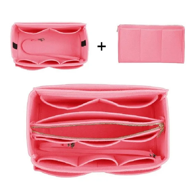 HHYUKIMI Brand Make up Organizer Felt Insert Bag For Handbag Travel Inner Purse Portable Cosmetic Bags Fit Various Brand Bags a5