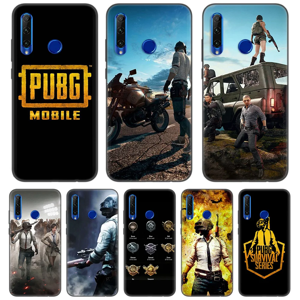 

Black Silicone Case Cover for Huawei Honor 8C 8X 8A 10 20 9X Lite Pro Y5 Y6 Y7 Y9 2019 Play V20 Enjoy 9S 9E Fall Capa PUBG Game