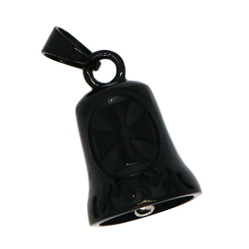 

Unisex 316L Stainless Steel Black Flaming Biker Cross Bell Pendant