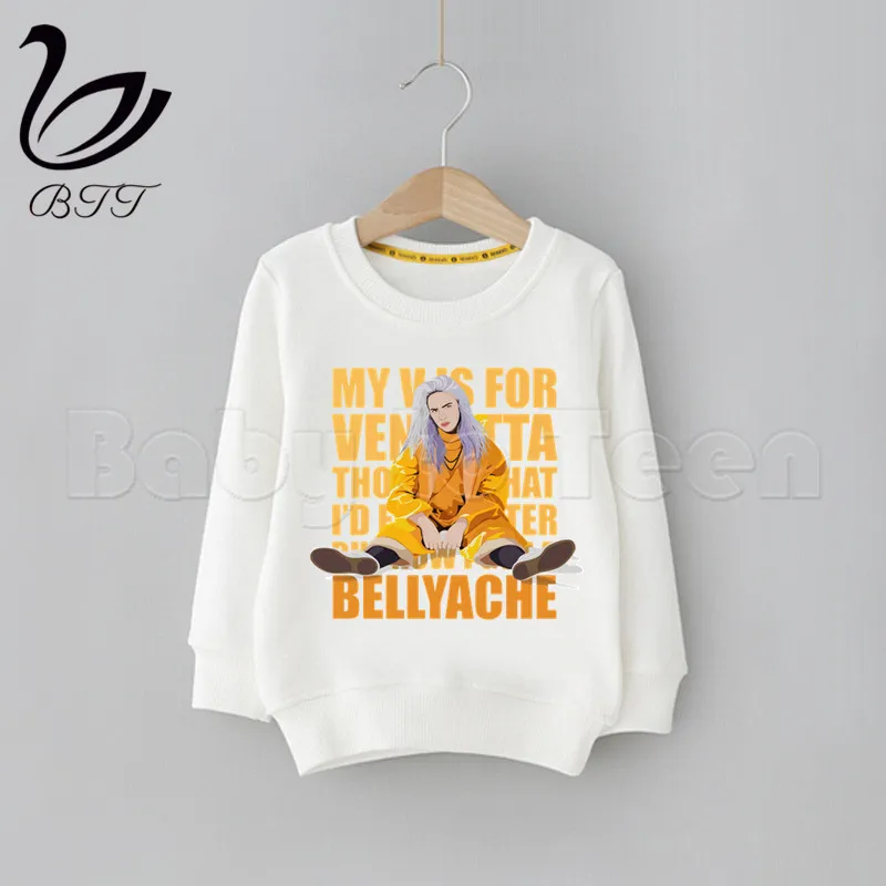 Детские толстовки с героями мультфильмов Billie Eilish; детские толстовки с капюшоном; модные толстовки с милым принтом; детская забавная одежда; толстовки с героями мультфильмов для малышей