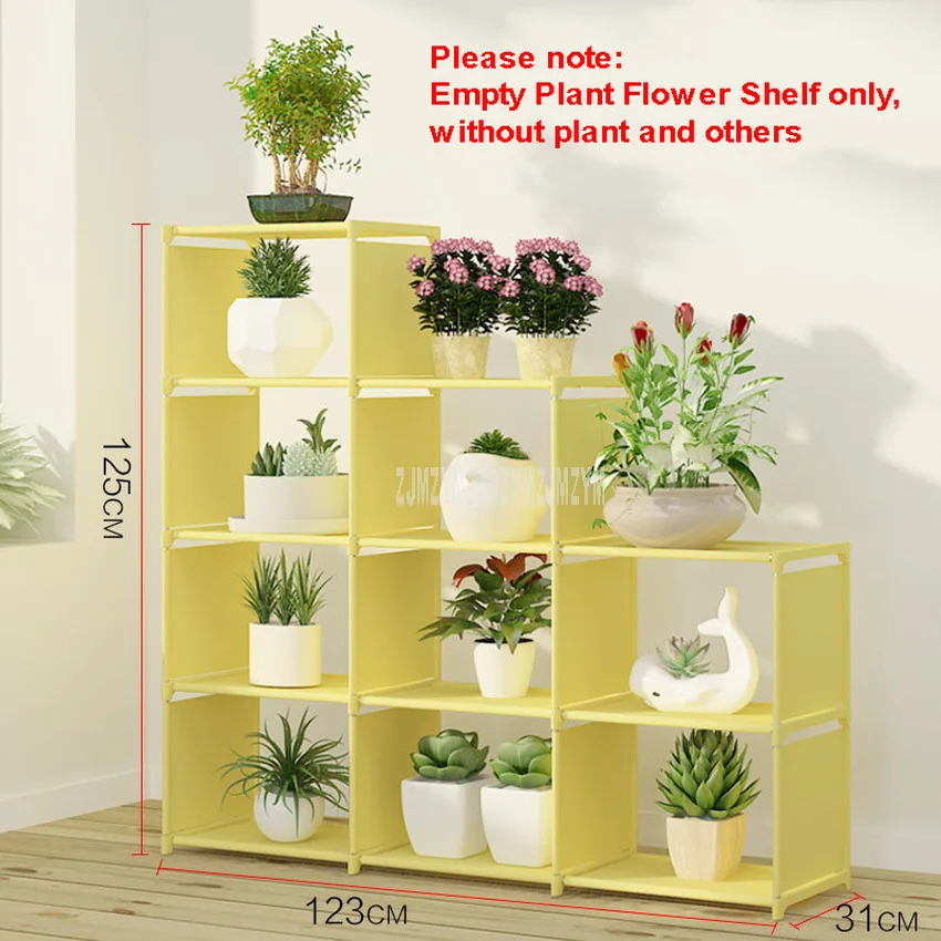 Multi-layer Foldable Plant Flower Pot Stand Shelve Free Combination Flower Display Rack Shelf Indoor Non-woven Fabric Steel Pipe - Цвет: yellow